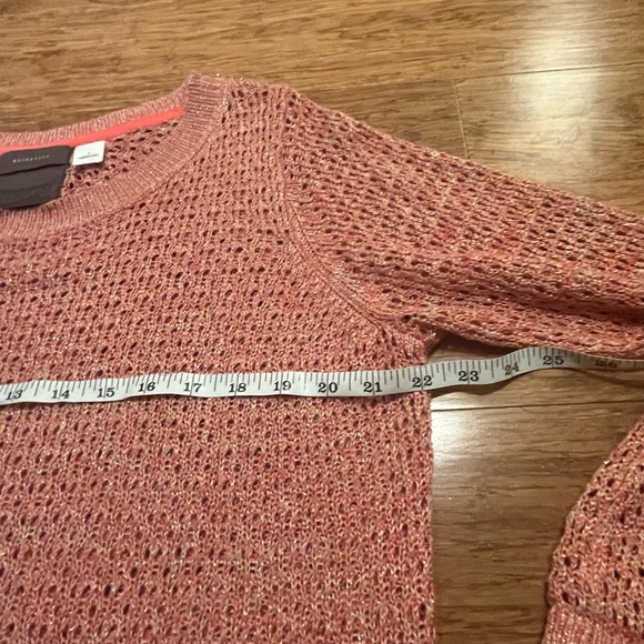 Anthropologie Guinevere Coral Pink Open Knit Hemp Blend Sweater Large - Picture 12 of 15